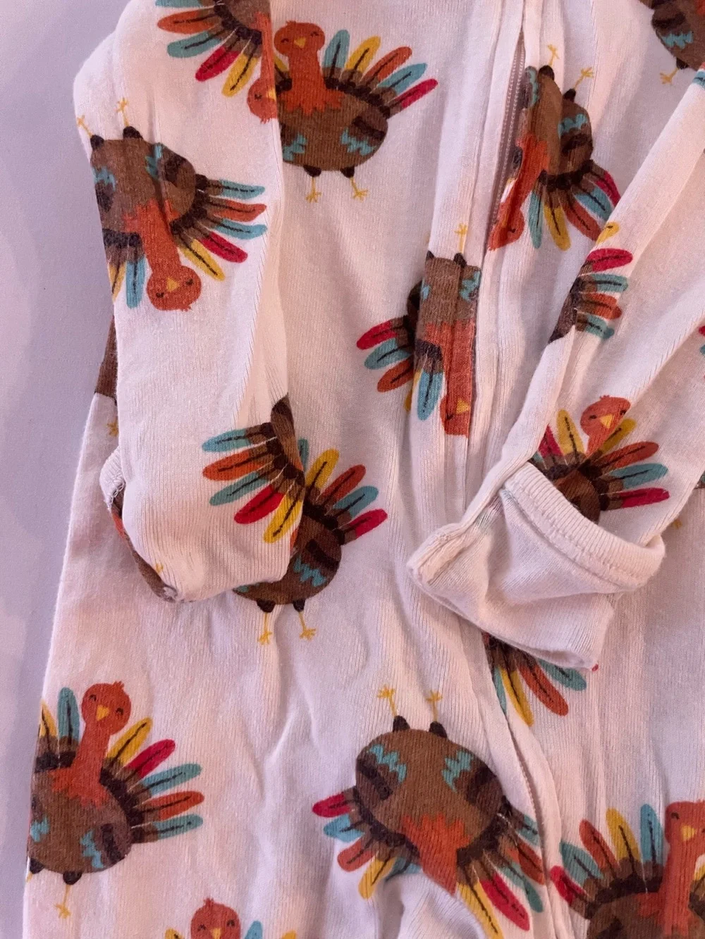 Old Navy Baby Thanksgiving Turkey 2way Zip Footed Mittens Outfit Size 0-3m - Picture 5 of 6